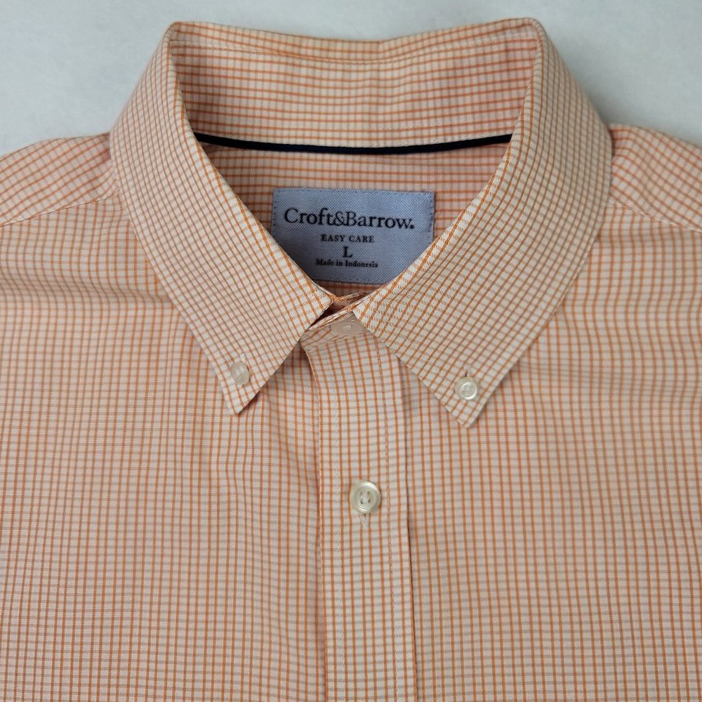 Croft & Barrow Men's Size Large Button Shirt Short Sleeve Plaid Easy Care